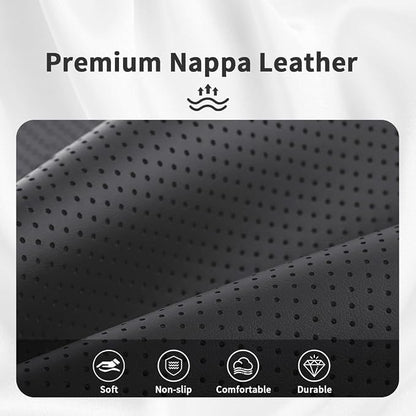 Car Steering Wheel Cover Napa Leather Non Slip Vehicle Steering Wheel Cover Protector, Quick Install Comfy Automotive Interior Decor, Universal fit 14½ to 15 inches Car Pickup SUV 14.5 to 15 inches