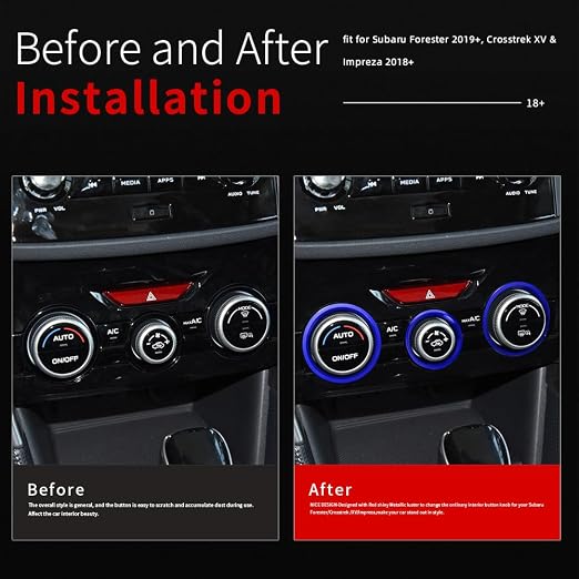 Auovo AC Climate Control Knob Outer Ring Covers Accessories for Subaru Crosstrek 2018-2022 2023 / Impreza 2017-2023/ Forester 2019-2024 Interior Air Condition Switch Control Trim (Dark Blue)