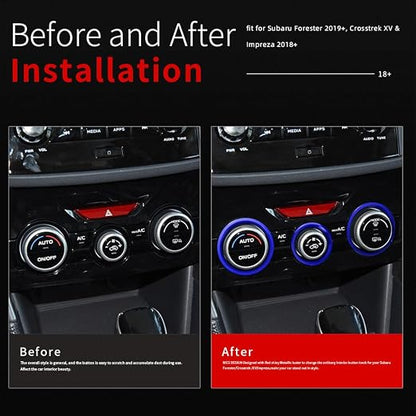 Auovo AC Climate Control Knob Outer Ring Covers Accessories for Subaru Crosstrek 2018-2022 2023 / Impreza 2017-2023/ Forester 2019-2024 Interior Air Condition Switch Control Trim (Dark Blue)