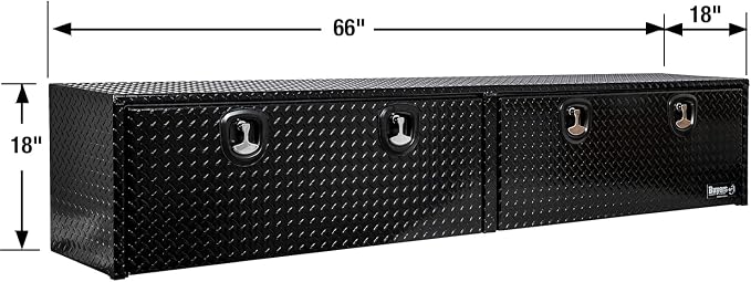 Buyers Products 1721561 Black Aluminum Diamond Tread Topsider Truck Box With Drop Door, 96x13x16 Inch, Weather Resistant, Locking Compression Latch, No Drill Install, Made in USA