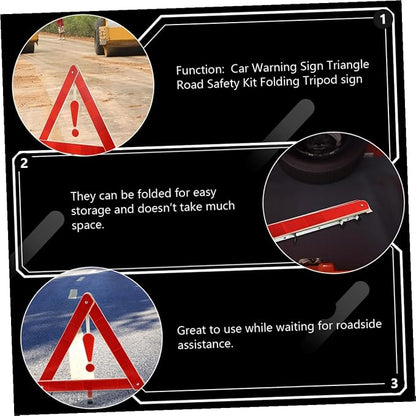 4pcs Adopted is Sturdy and Practical Triangle Warning Sign Car Warning Sign Road Safety Kit for