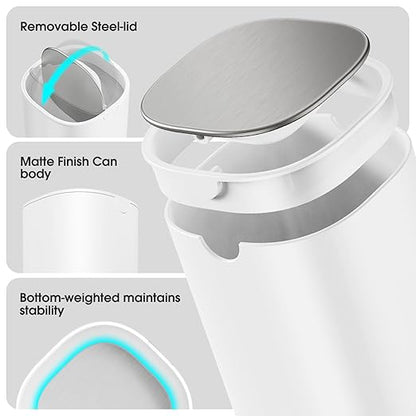 CEROELDA Mini Desktop Trash Can with Swing-Top Lid, 0.4 Gal/1.5L Tabletop Trash Can, Small Wastebasket for Bathroom Countertop, Vanitie, Coffee Area, or Office (White)
