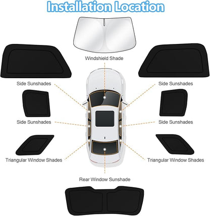 KUST Car Window Shades for Ford Explorer 2011-2019 Windshield Sun Shade Side Window Cover UV Block Privacy Protection Accessories for Camping Blackout Rear Back Full Set 8PCS