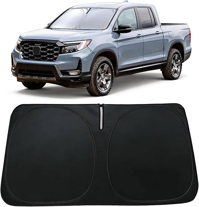Windshield Sun Shade for Honda Ridgeline 2017-2026, Car Front Window Sunshade with 240T Sun Visor Protector Blocks UV Rays Heat Sun Shield Accessories
