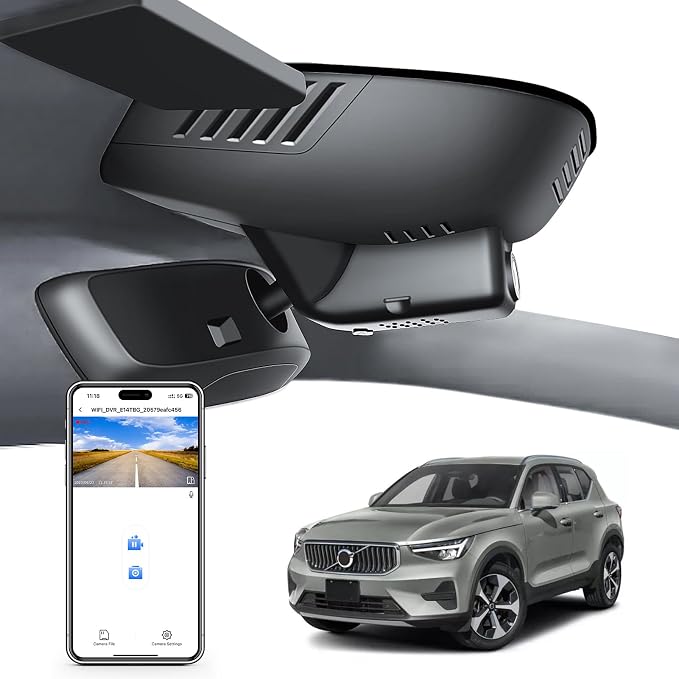 Mangoal 4K Dash Cam Custom for XC40 2023-2026 & XC40 Recharge 2021-2024 (Model B),B4 B5 T4 T5 P8 Accessories,Integrated OEM Look,UHD 2160P Video,WiFi & App, Loop Recording, Easy to Install, 64GB Card