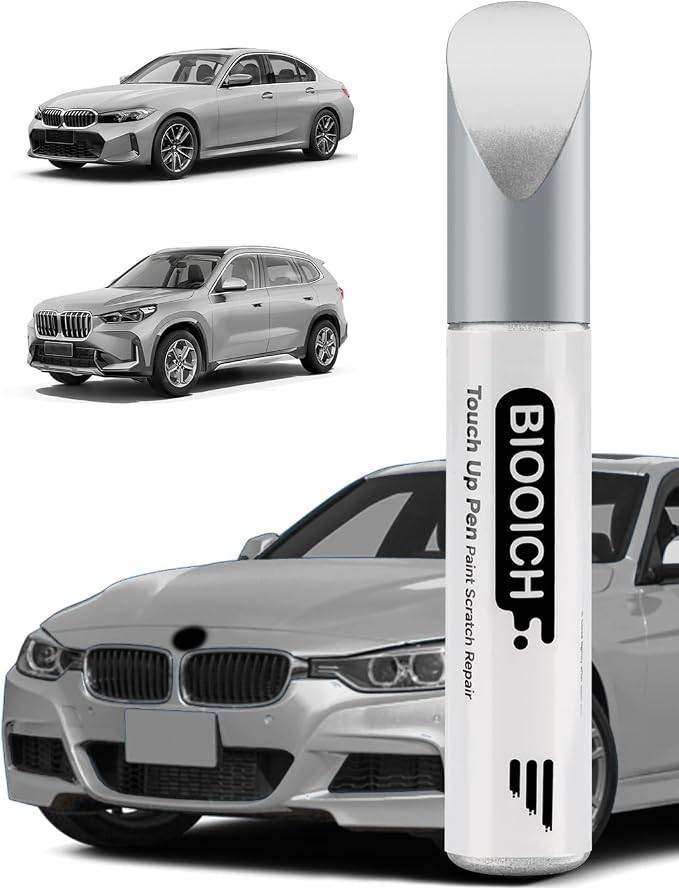 Touch Up Paint Pen Exact Color Match Car Chip and Scratch Repair (for BMW, Glacier Silver Metallic(A83))