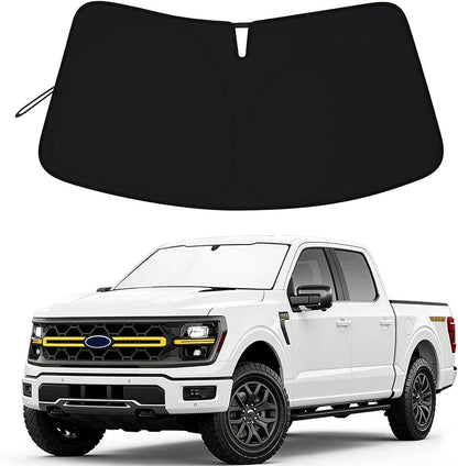 Windshield Sun Shade for 2021-2026 Ford F150, Foldable Front Window Sunshade, 310T Reflective UV Blocker, Keep Vehicle Cool
