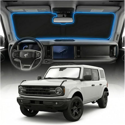for Ford Bronco Sun Shade Windshield Cover - Custom Fit Bronco Accessories 2021-2024 2025 Sunshade Foldable UV Protection & Heat Shield Sun Visor Accessories