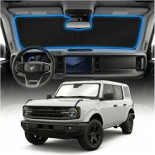 for Ford Bronco Sun Shade Windshield Cover - Custom Fit Bronco Accessories 2021-2024 2025 Sunshade Foldable UV Protection & Heat Shield Sun Visor Accessories