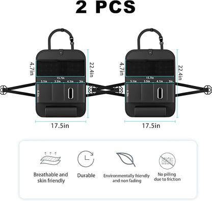 XDV Car Seat Organizers,Multi-functional Back Seat Protectors, Storage Pouches, Child kicking prevention and Tray Holders (for Cars, Kids, Seat Back and Rear Seats) (Black, 2 Pcs)