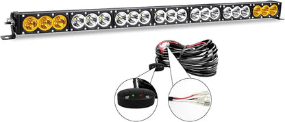 AUXTINGS 38 inch Single Row Dual Color LED Light Bar 210W Off Road Light Bar White Amber Combo LED Work Light Truck UTV 4x4 Cars SUVs ATVs Boats Fog Driving Light with Wiring Harness kit
