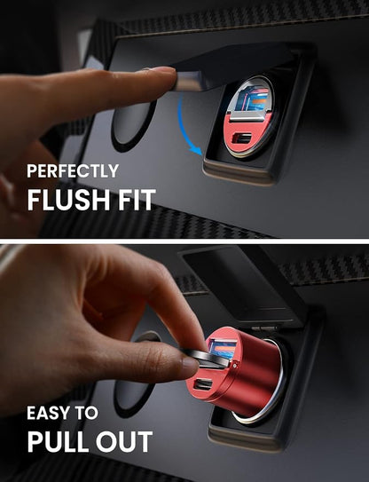 AINOPE USB C Car Charger Adapter, PD36W & QC36W Fast Charging, Mini & All Metal, Compatible with iPhone 17/16/15/14 Pro Max/13 & Samsung Smartphones, Red Kits