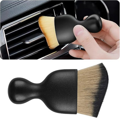 Blilo Car Interior Detailing Brush with Dust Cover, Auto Soft Hair Cleaning Brushes, Scratch Free Curved Dirt Collectors, for Vehicle Dashboard Air Conditioner Vents Leather(Brown/Black)