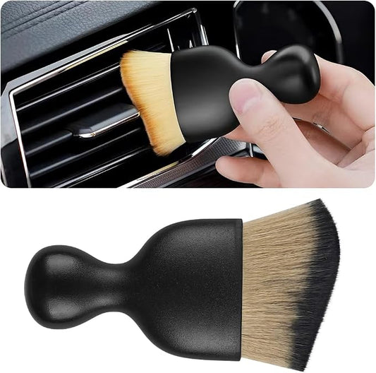 Blilo Car Interior Detailing Brush with Dust Cover, Auto Soft Hair Cleaning Brushes, Scratch Free Curved Dirt Collectors, for Vehicle Dashboard Air Conditioner Vents Leather(Brown/Black)