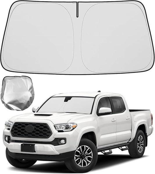 BIBLOZ Car Windshield Sun Shade for Toyota Tacoma 2016-2025 2026, SR, SR5, Limited, TRD Sport, TRD Off Road Accessories Foldable Car PET Sunshade Keeps The Cool Inside