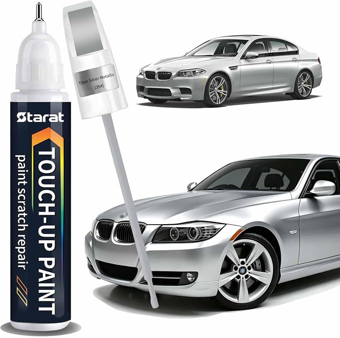Titan Silver Metallic(354) Touch Up Paint Pen for BMW 2-in-1 Quick & Easy Car Scratch Repair Kit Exact OEM Match for X5/X4/iX3/X3/X2/X1/5/1 Series
