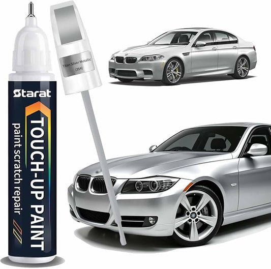 Titan Silver Metallic(354) Touch Up Paint Pen for BMW 2-in-1 Quick & Easy Car Scratch Repair Kit Exact OEM Match for X5/X4/iX3/X3/X2/X1/5/1 Series