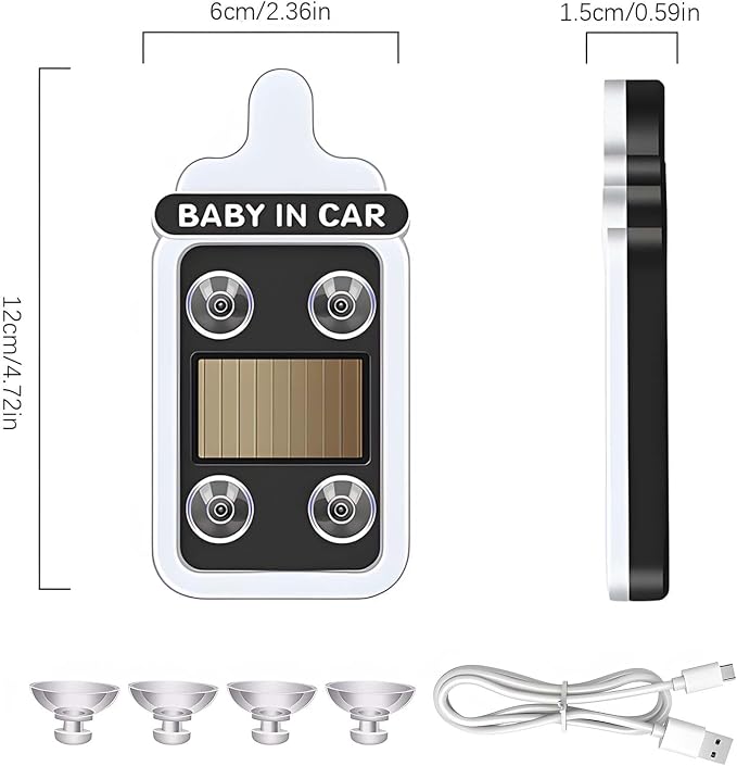 Car LED Ambient Light - Baby Bottle Design for Side and Rear Windows, 6 Modes, Solar Powered, Auto On/Off, 500mAh, Car Gift (Blue)