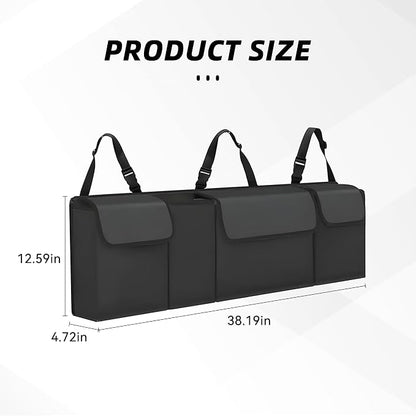 Car Trunk Organizer, Backseat Hanging Large Storage with Adjustable Straps,Waterproof PVC Collapsible Cargo Bag, Car Interior Accessories for Auto SUV MPV (Black)