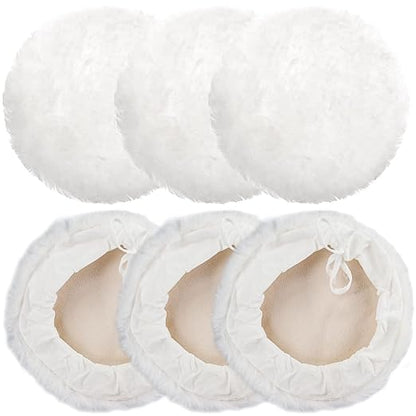 Linkstyle 6PCS 7 Inch Wool Polishing Buffing Pads Kit, Lambswool Buffer Bonnets with Drawstring, Soft Wool Buffing Pads for Car Detailing, Furniture, Glass, Metal and DIY Surface Finishing