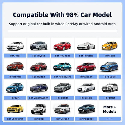 Wireless CarPlay Adapter for iPhone, Convert Wired to Wireless Apple CarPlay Adapter, Plug & Play, No Delay & Stable Control, Mini Size, USB & USB-C/Type-C for Cars 2016+ iOS10+, CarPlay Dongle Black