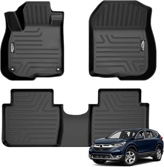 GORWARE Floor Mats for CRV, 3D Floor Liner Compatible with CR-V 2022 2021 2020 2019 2018 2017, Front and Rear Row Floor Liners for CRV 2017-2022 with All Weather Performance, 3 Pcs Car Floor Mat