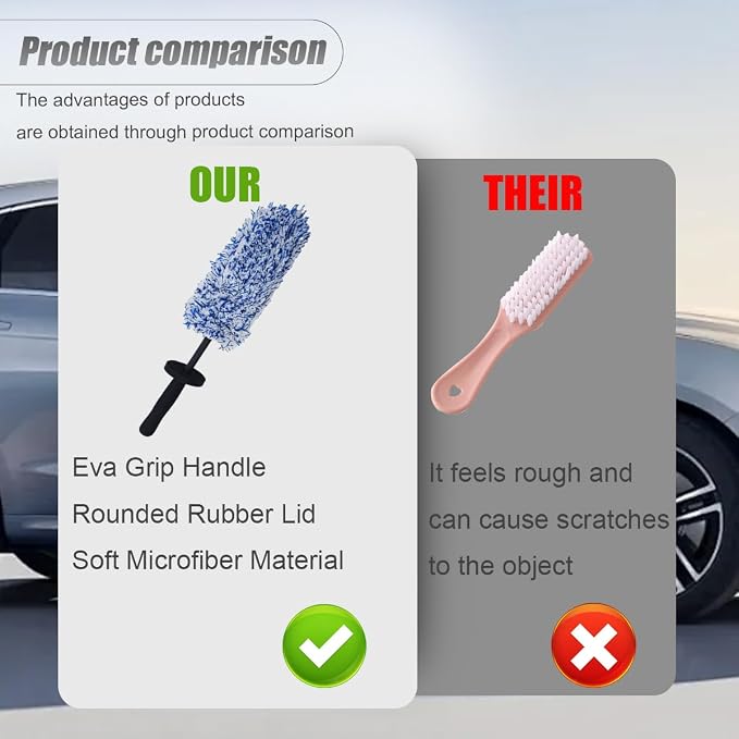 ZIMISI Car Wheel Cleaner Brush, Soft Microfiber Wheel Rim Cleaner, Non Scratch Car Detailing Brush, Highly Water Absorption & Removable Tire Brush, Vehicle Rim Wash Tool (Blue)