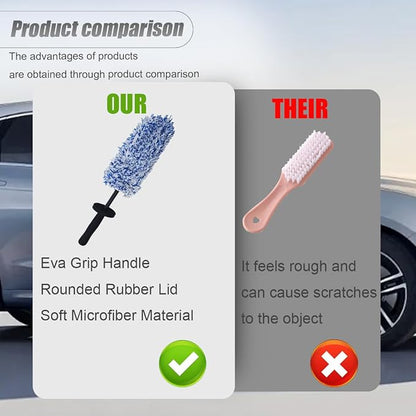 ZIMISI Car Wheel Cleaner Brush, Soft Microfiber Wheel Rim Cleaner, Non Scratch Car Detailing Brush, Highly Water Absorption & Removable Tire Brush, Vehicle Rim Wash Tool (Blue)