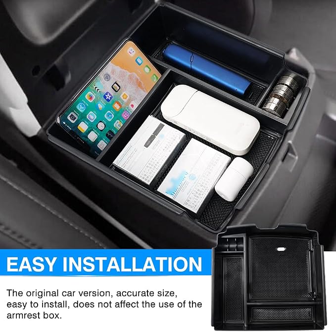 Autorder Center Console Organizer for 2022-2026 Kia Carnival KA4 MPV Accessories Armrest Storage Box Secondary Insert Tray with Orange/Black Silicone Pad