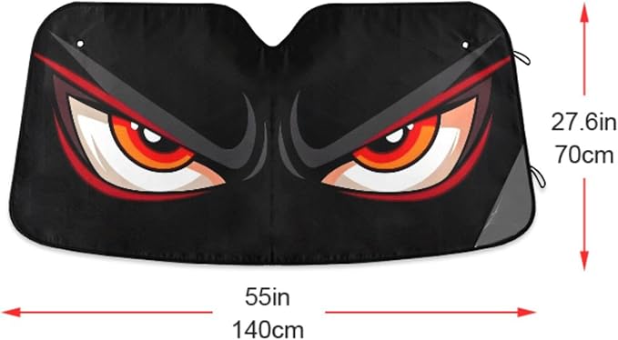 Cartoon Evil Red Eyes Windshield Sunshade Car Sun Shade Front Window Shade for Truck SUV Blocks UV Rays Sun Reflector Visor Protector Accordion Folding