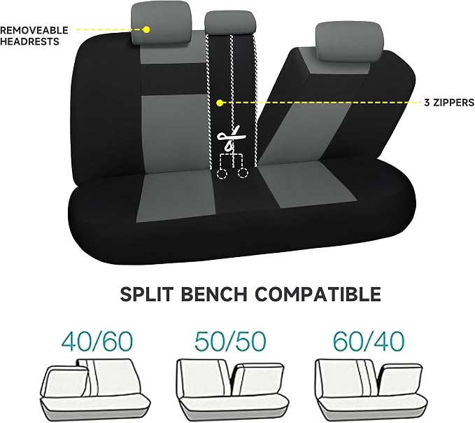 VarCozy Seat Covers for Car Front Pair, Breathable Cloth Front Car Seat Covers, Universal Cloth Seat Covers for SUV Sedan Van, Automotive Interior Covers, Airbag Compatible