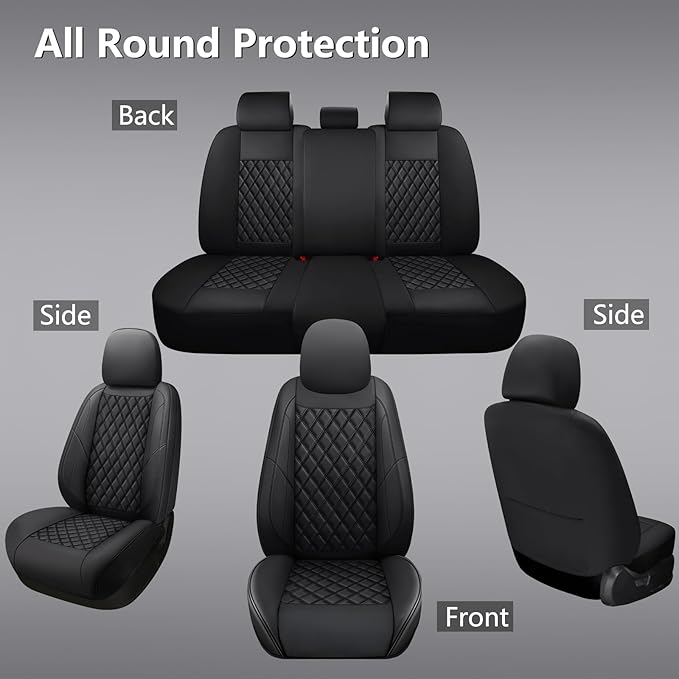 F150 Seat Covers Front Pair, Custom Ford F150 Truck Seat Cover Fit for 2015-2025 F150 and 2017-2025 F250 F350 F450 Super Duty Crew Cab XL XLT Lariat King Ranch Platinum (Black, Front Pair(2 seats))