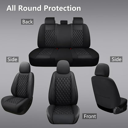 F150 Seat Covers Front Pair, Custom Ford F150 Truck Seat Cover Fit for 2015-2025 F150 and 2017-2025 F250 F350 F450 Super Duty Crew Cab XL XLT Lariat King Ranch Platinum (Black, Front Pair(2 seats))