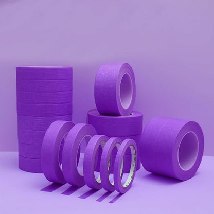 6 Rolls Fine Line Tape 1/16, 1/8, 1/5, 2/5, 1/2, 3/4 Inch x 55 Yard Fineline Masking Tape Painter Adhesive Automotive for DIY Car Auto Paint (Purple, Mixed Sizes)