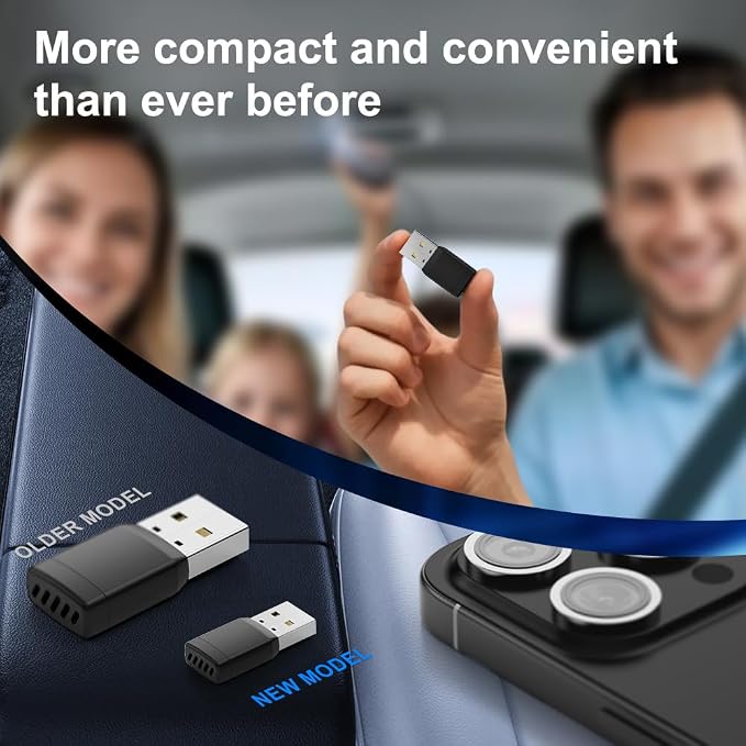 Feitenn 2026 New Wireless CarPlay Adapter for iPhone – Convert Wired to Wireless CarPlay, Plug & Play Dongle, Auto Reconnect, Multi-User Support, for Factory Wired CarPlay Cars, iOS 10+ (Black)