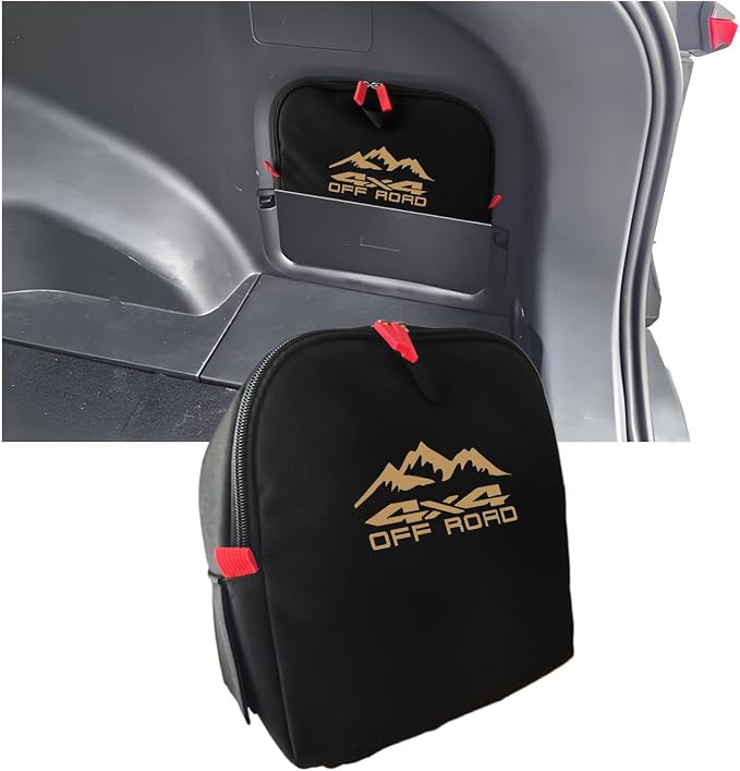 Trunk cubby storage bag Cargo side pocket compatible with Toyota RAV4 2019-2025 backpack organizer car trunk accessories (4x4Champagne Gold)