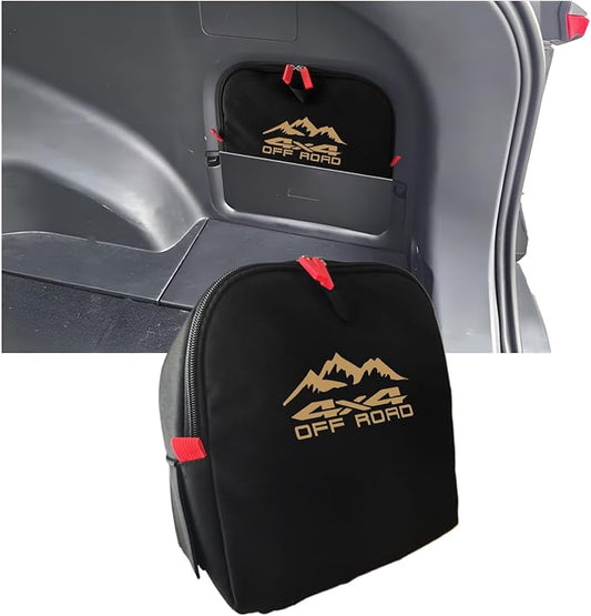 Trunk cubby storage bag Cargo side pocket compatible with Toyota RAV4 2019-2025 backpack organizer car trunk accessories (4x4Champagne Gold)
