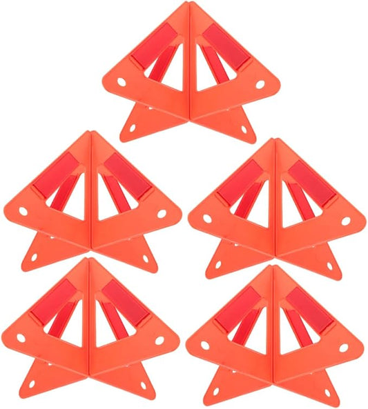 5pcs Reflective Triangle Warning Stand for Vehicles High Visibility Emergency Roadside Safety Rack Easy Installation for Car Models Breakdown Situations