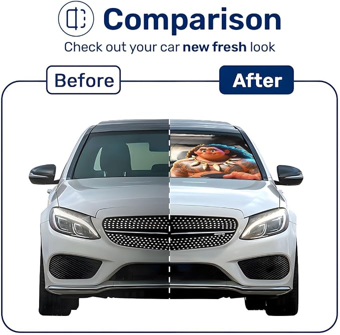 GENANY Polynesian Princess Windshield Sun Shade for Sedan SUV Truck (64x32 Inches), Automobile Sunshade, Protector Blocks UV, Car Accessories, Car Decor