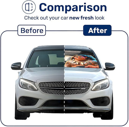 GENANY Polynesian Princess Windshield Sun Shade for Sedan SUV Truck (64x32 Inches), Automobile Sunshade, Protector Blocks UV, Car Accessories, Car Decor