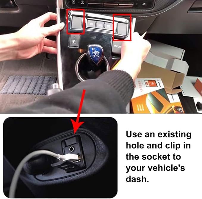 USB AUX Flush Mount - Car Dashboard Panel Jack Extension Cable Compatible with Toyota, 3.5mm & USB AUX Extension Mount Socket(Size: 1.29 X 0.86 X 2 inches)