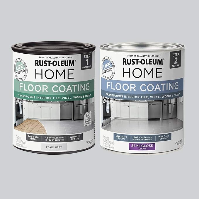 Rust-Oleum 367601 Home Interior Floor Coating Kit, Semi-Gloss Pearl Gray