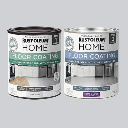 Rust-Oleum 367601 Home Interior Floor Coating Kit, Semi-Gloss Pearl Gray