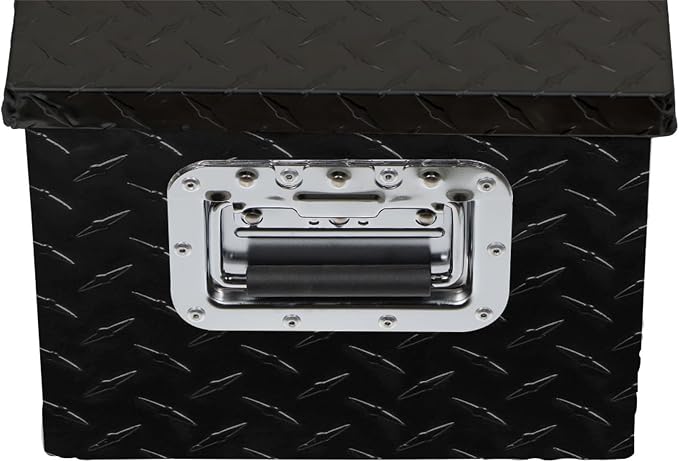 munirater 20 Inch Heavy Duty Black Aluminum Plate Tool Box Truck Bed RV Trailer Toolbox Storage W/Side Handle and Lock Keys 20 x 12 x 9.5in