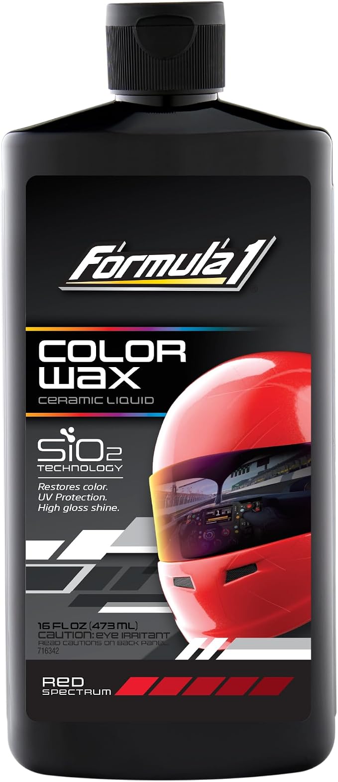 Formula 1 Color Wax Liquid for Red Cars, Gives Ceramic Water Beading Protection and Ultimate Shiny Finish, Fills Minor Scratches with Color-Match Pigment, 16 oz