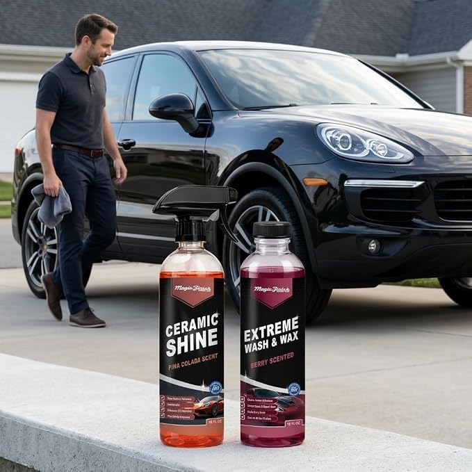 Magic Finish Car Wash & Ceramic Shine Bundle – Extreme Berry Foam Wash + Ceramic Spray Coating – High Gloss, Hydrophobic Protection, Streak-Free Finish, Safe for All Vehicles, 16oz Kit