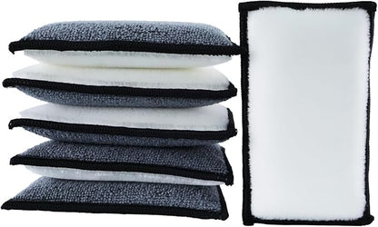Car Interior Scrubbing Sponge, Microfiber Car Wax Applicator Scrubber Pad, Car Detailing Microfiber Interior Scrub Pad,Washing Sponges for Car, Boat, Wood, Marble and Motorcycle - 6pcs (gray)
