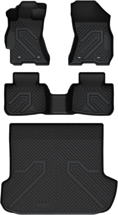 LASFIT Floor Mats & Cargo Mat Fits for Subaru Outback 2015-2019, All Weather TPE Custom Fit Easy Clean Durable No-Curling Car Accessories for Outback 2019-2015 Floor Liners & Trunk Liner, Black