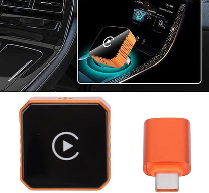 Wireless Car Adapter, Plug and Play Bluetooth WiFi Dual Band Support for car Integration Auto, with Aluminum Alloy Shell and Intelligent Voice Control (White Pattern)
