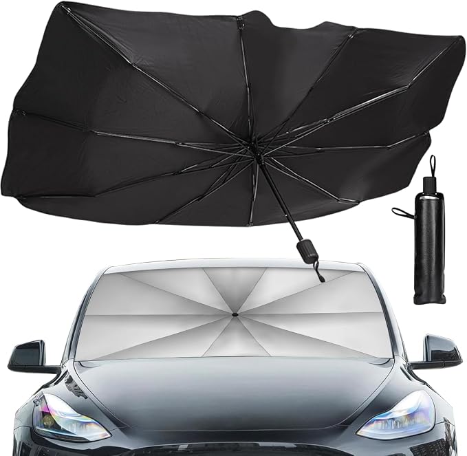 Sedan SUV Car Sun Shade for Windshield UV Rays and Heat Sun Visor Protector,Foldable Windshield Sun Shade Umbrella,Keep Car Cool,Easy to Use/Store,57''x 31''